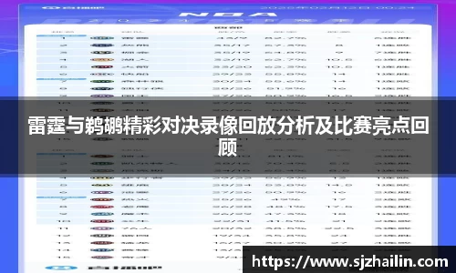 雷霆与鹈鹕精彩对决录像回放分析及比赛亮点回顾