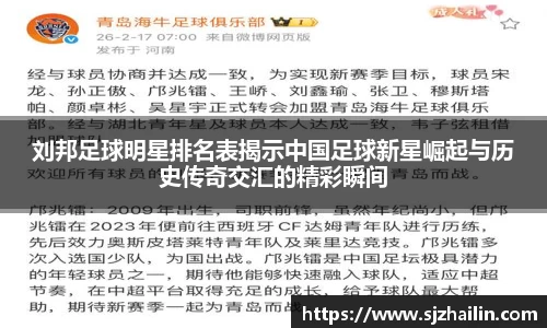 刘邦足球明星排名表揭示中国足球新星崛起与历史传奇交汇的精彩瞬间